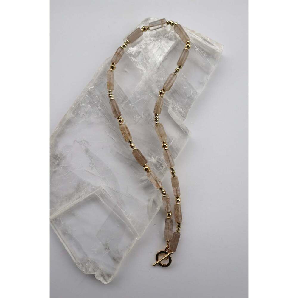 Rutila – Rutilated Quartz Cylinder Necklace – 19"